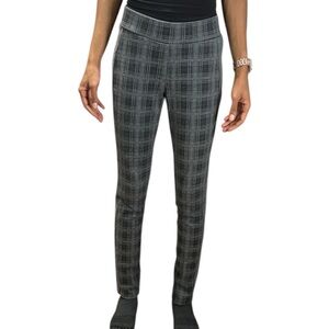 Gray Plaid Stretch Ponte Pants - Women